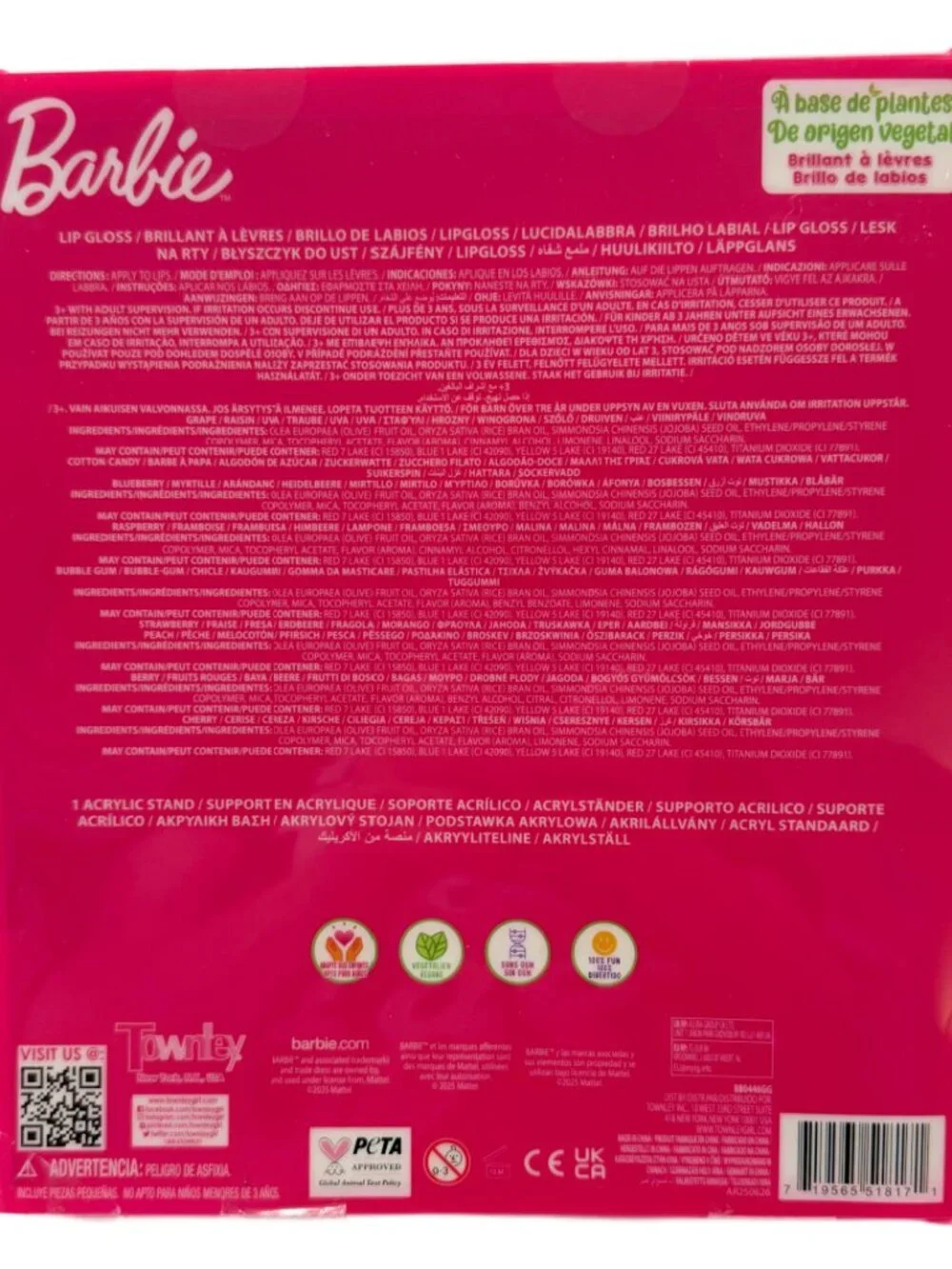 Barbie Plant Based Lip Gloss & Acrylic Storage, Display Stand NEW (No Doll)